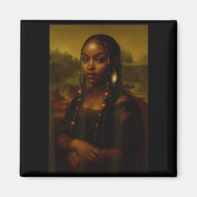 Black Mona Lisa Afro African American Melanin Blac Magnet (Front)
