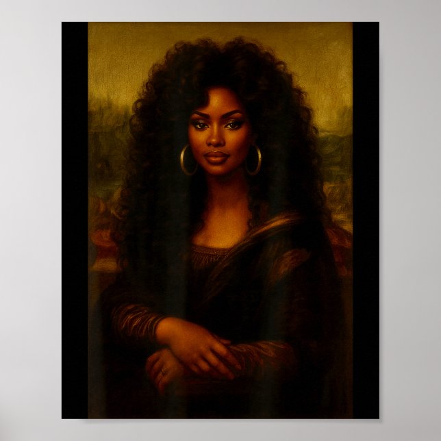 Black Mona Lisa Afro African American Melanin Blac Poster (Front)