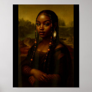 Black Mona Lisa Afro African American Melanin Blac Poster