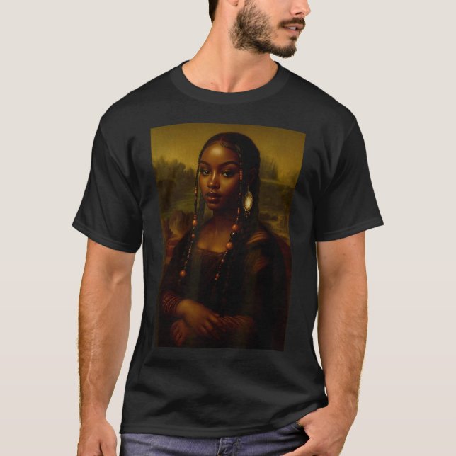 Black Mona Lisa Afro African American Melanin Blac T-Shirt (Front)