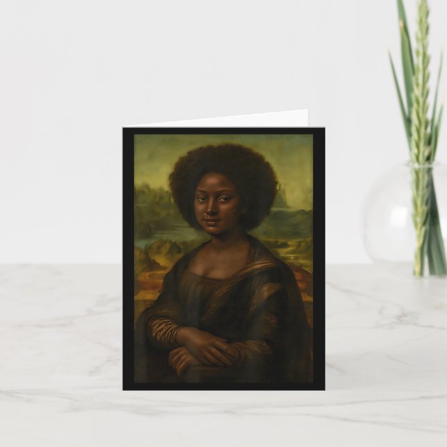 Black Mona Lisa Afro African Melanin Black History Card (Front)