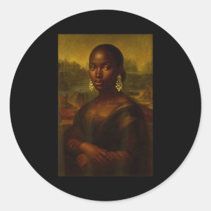 Black Mona Lisa Afro African Melanin Black History Classic Round Sticker
