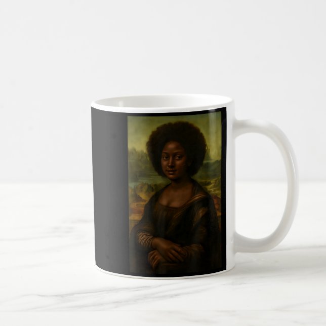 Black Mona Lisa Afro African Melanin Black History Coffee Mug (Right)