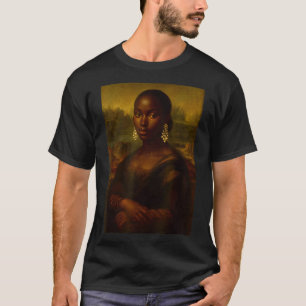 Black Mona Lisa Afro African Melanin Black History T-Shirt
