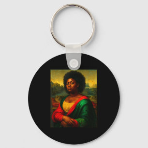 Black Mona Lisa Side Eye Afro Woman Black History Key Ring