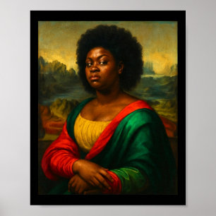 Black Mona Lisa Side Eye Afro Woman Black History Poster