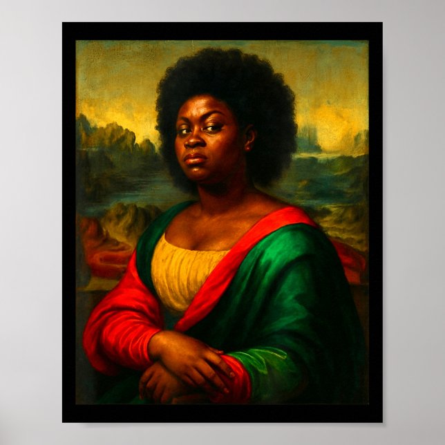 Black Mona Lisa Side Eye Afro Woman Black History  Poster (Front)