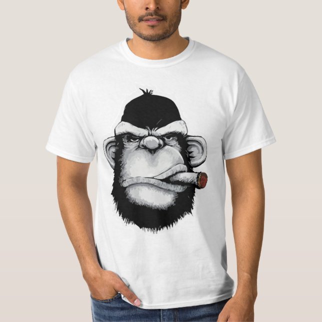 Black Monkey Smoking T-Shirt (Front)