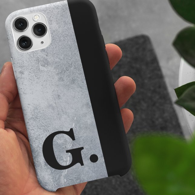 Black Monogram Cement Concrete Background For Men Case-Mate iPhone Case (Creator Uploaded)