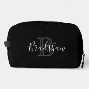 Black  Monogram Custom Name  Dopp Kit