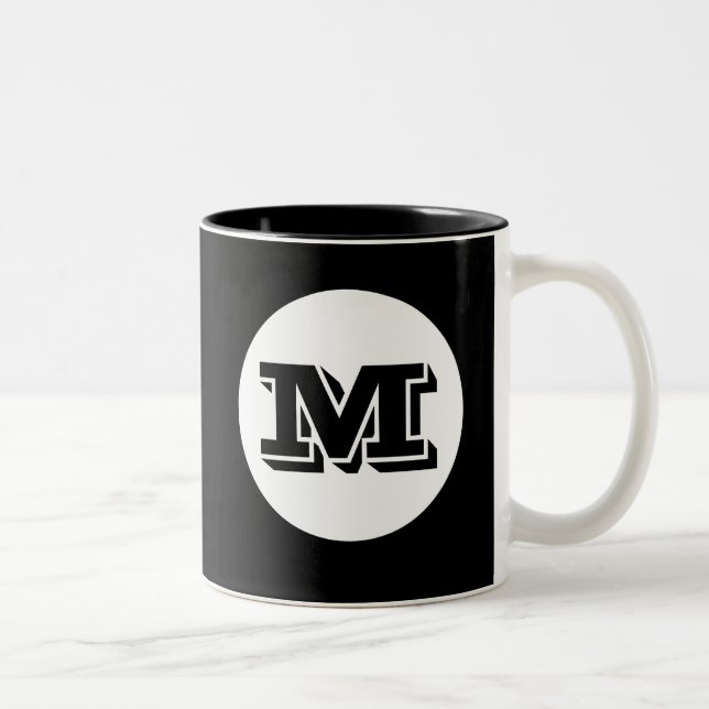 Black Monogram Custom Printed Coffee Mug (Right)