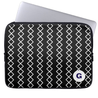 Black Monogram Geometric Laptop Sleeve