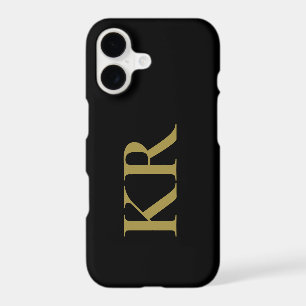 Black Monogram Gold Initials Minimal Stylish Men