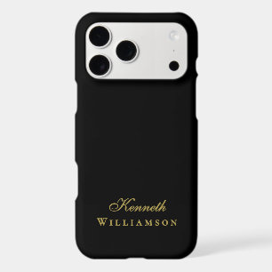 Black Monogram Gold Name Minimalist Elegant Men 