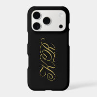 Black Monogram Gold Script Initials Minimalist Men