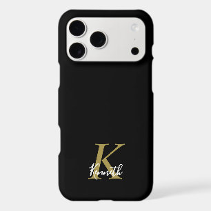 Black Monogram Gold White Minimalist Modern Men 