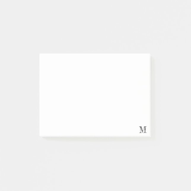 Black Monogram Initial Simple Post-it Notes (Front)