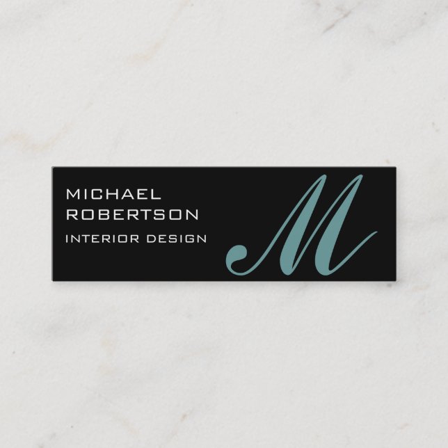 Black Monogram Interior Designer Business Card (Front)