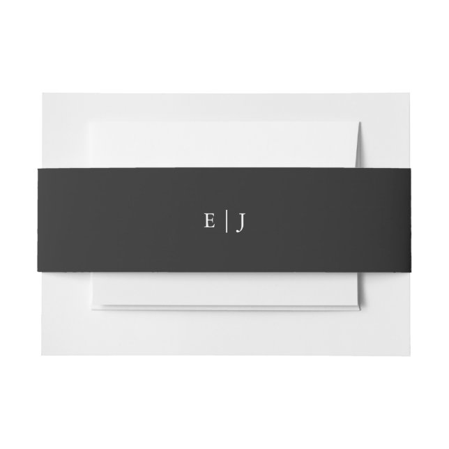 Black Monogram Invitation Belly Band (Front Example)