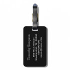 Black Monogram Luggage Tag with White Stripes