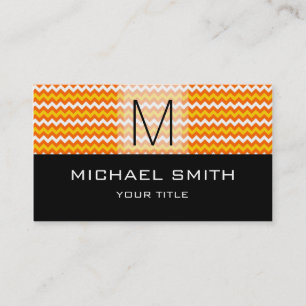 Black Monogram Modern Chevron Pattern #2 Business Card