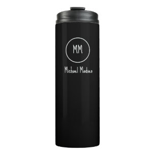 Black, Monogram, Name Thermal Tumbler
