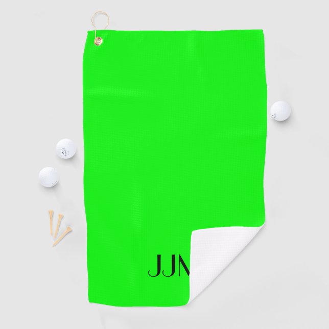 Black Monogram on Lime Green Golf Towel (InSitu)