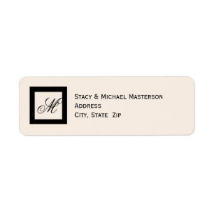 Black Monogram on Linen Colour Wedding Return Address Label