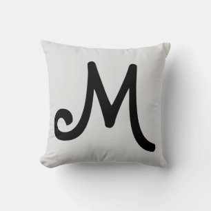 Black Monogram on Silver Grey Cushion