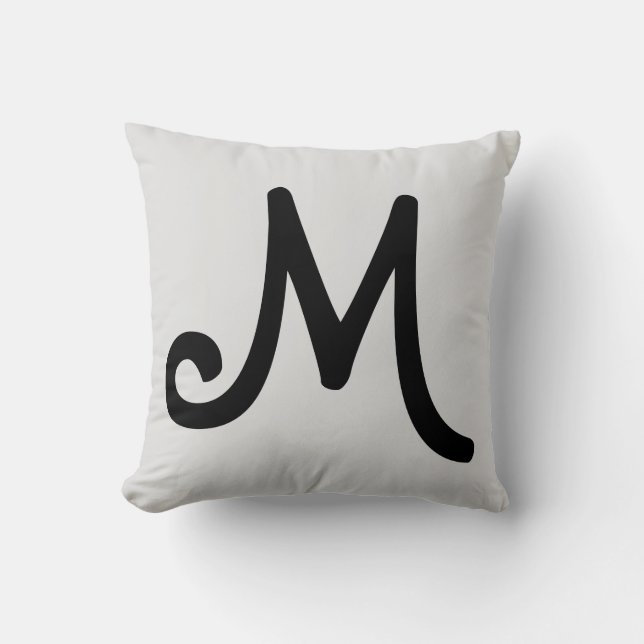 Black Monogram on Silver Grey Cushion (Front)