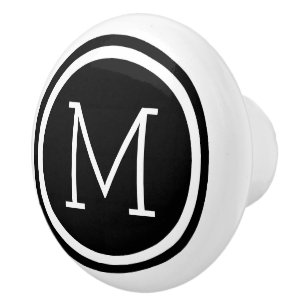 Black Monogram Personalised Drawer Knob
