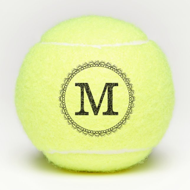 Black Monogram Personalised Tennis Balls (Front)
