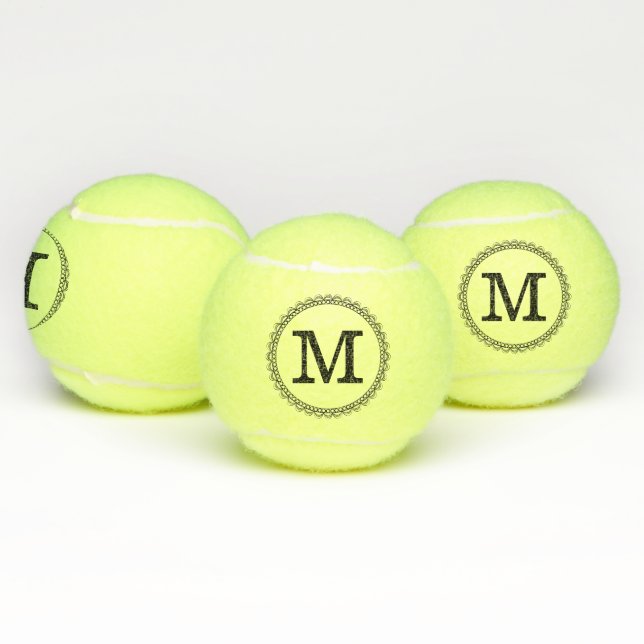 Black Monogram Personalised Tennis Balls (Multi)