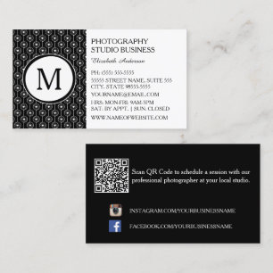 Black Monogram Photography Studio Business Card