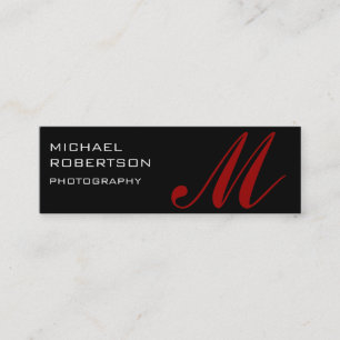 Black Monogram Plain Photographer Business Card