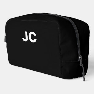 Black Monogram Simple Minimal Modern Travel Dopp Kit