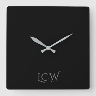 Black Monogram Square Wall Clock