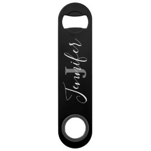 Black Monogram Stylish Speed Bottle Opener
