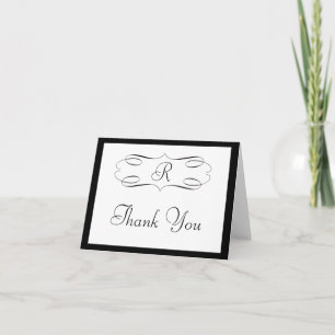Black Monogram Thank You Card