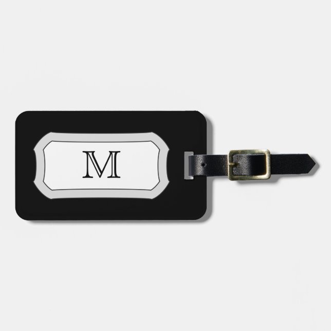 Black Monogram Travel Bag Tag Template (Front Horizontal)