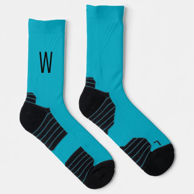 Black Monogram Turquoise Socks (Right)