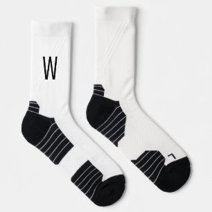 Black Monogram White Socks