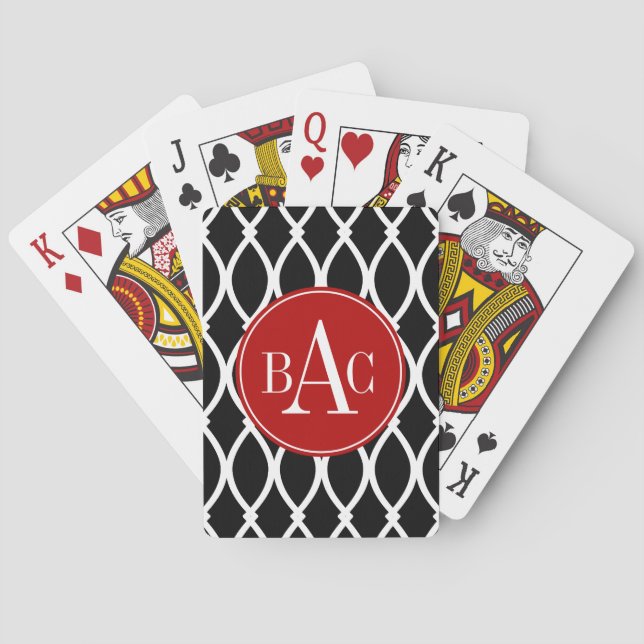 Black Monogrammed Barcelona Print Playing Cards (Back)