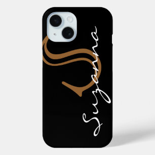 black monogrammed iPhone 15 case