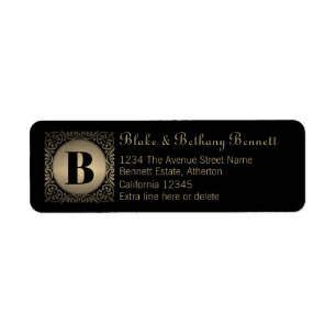 Black Monogrammed Custom Return Address Label