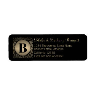 Black Monogrammed Custom Return Address Label