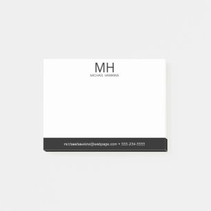 Black Monogrammed Men's Post-it Notes