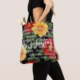  Black Months History  with Flowers Tote Bag