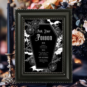 Black Moody Dark Gothic Wedding Bar Table Sign