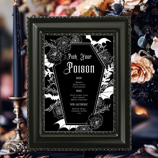 Black Moody Dark Gothic Wedding Bar Table Sign (Creator Uploaded)